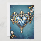 美しい高貴なブルーのハート。 招待状 (裏面)