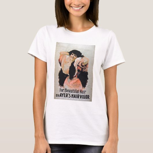 「美しい髪のためにアヤーのヘアヴィガーを使用」(色) Tシャツ (正面)