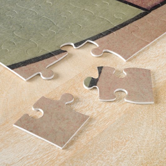 美しい髪飾りの付いたヴィンテージの芸者ポートレートアート ジグソーパズル (側面)