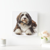 美しい髭を生やしたコリー犬 スクエア壁時計 (ホーム)