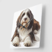 美しい髭を生やしたコリー犬 スクエア壁時計 (傾斜)