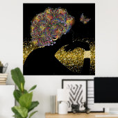 美しい魂の蝶の女性 ポスター (ホームオフィス)