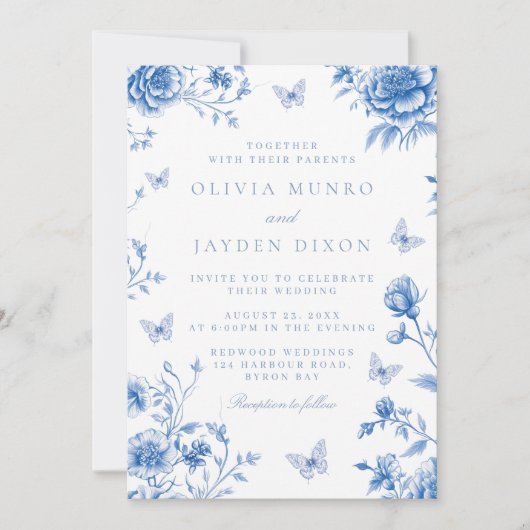 美しい魅惑されたヴィンテージ結婚春の花 招待状 (正面)