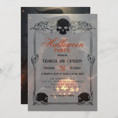 美しい魔女とカボチャのハロウィーン 招待状 (正面/裏面)