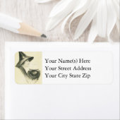 美しい魔女とカルドロンヴィンテージハロウィン ラベル (インサイチュ)