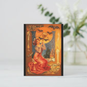 美しい魔女ヴィンテージハロウィングリーティング ポストカード (スタンド正面)