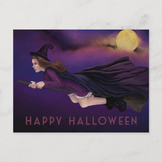 美しい魔女絵画のハロウィーン葉書 ポストカード (正面)