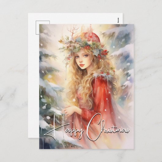 美しい魔法のクリスマスフェアリー シーズンポストカード (正面/裏面)