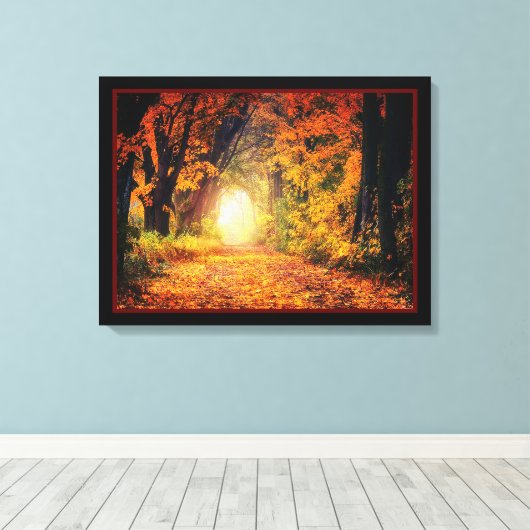 美しい魔法の秋の森 キャンバスプリント (インサイチュ (ウッドフロア))