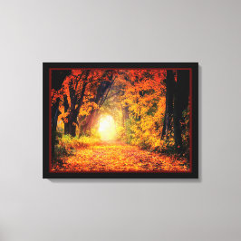 美しい魔法の秋の森 キャンバスプリント