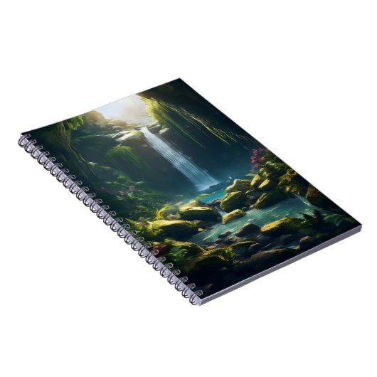 美しい魔法の魔法の森の滝 ノートブック (右側)