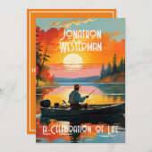 美しい魚釣りお祝い・オブ・ライフ 招待状 (正面/裏面)