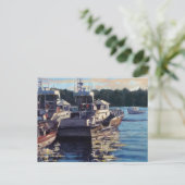 美しい魚釣りボートシーン ポストカード (スタンド正面)