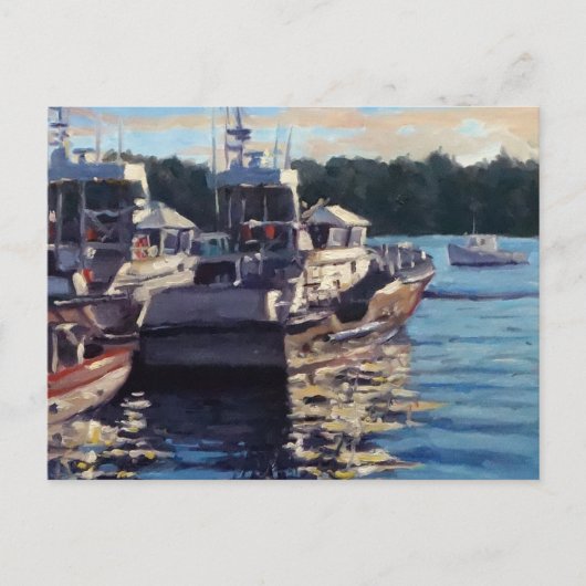 美しい魚釣りボートシーン ポストカード (正面)