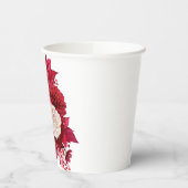 美しい鮮やかな赤と白のバラ 紙コップ (左)