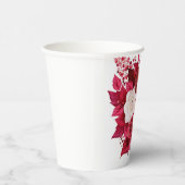 美しい鮮やかな赤と白のバラ 紙コップ (右)