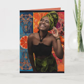 美しい鮮やかクリエイティブアフリカンレディ誕生日 カード (正面)