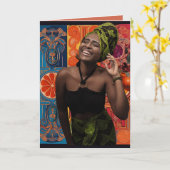美しい鮮やかクリエイティブアフリカンレディ誕生日 カード (黄色い花)