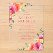 美しい鮮やかフローラブライダルシャワーブランチ アクリル招待状 (正面)