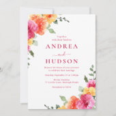 美しい鮮やか春夏のフローラ結婚ズ 招待状 (正面)