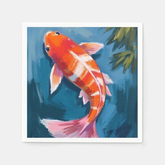 美しい鯉の水彩画 スタンダードカクテルナプキン (正面)