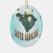 美しい鳥が付いているサウスカロライナの地図 セラミックオーナメント (右)