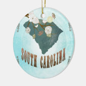 美しい鳥が付いているサウスカロライナの地図 セラミックオーナメント (左)