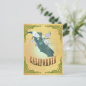 美しい鳥たちのいるカリフォルニアの地図 ポストカード (スタンド正面)