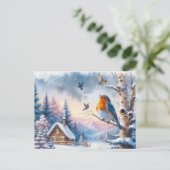 美しい鳥と冬の風景15 ポストカード (スタンド正面)