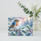 美しい鳥と冬の風景5 ポストカード (スタンド正面)