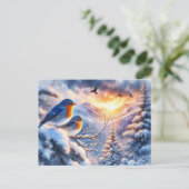 美しい鳥と冬の風景8 ポストカード (スタンド正面)