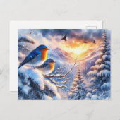 美しい鳥と冬の風景8 ポストカード (正面/裏面)