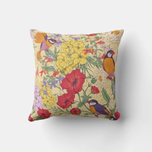 美しい鳥と庭 クッション (裏面)