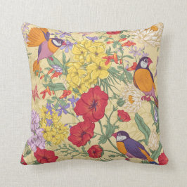 美しい鳥と庭 クッション
