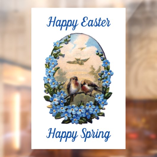 美しい鳥と花の窓が付いている ウィンドウサイン (シート2)