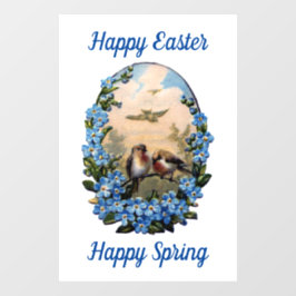 美しい鳥と花の窓が付いている ウィンドウサイン