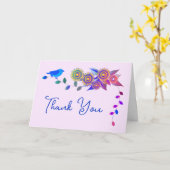 美しい鳥と花の芸術ありがとう カード (黄色い花)