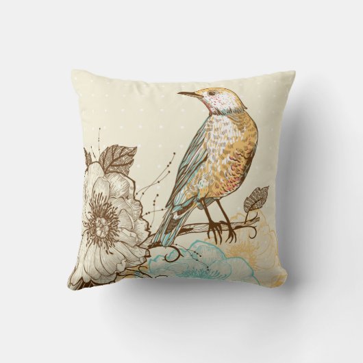 美しい鳥と花 クッション (裏面)