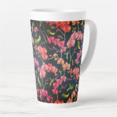 美しい鳥と蘭のパターン カフェラテマグ (右アングル)