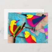 美しい鳥のコラージュ ポストカード (正面/裏面)