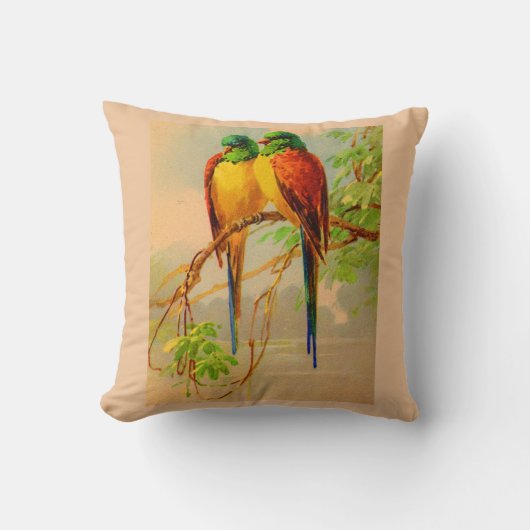 美しい鳥のプリント クッション (正面)