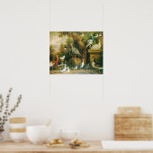 美しい鳥のヴィンテージ感じ集 ポスター (キッチン)