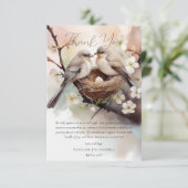 美しい鳥の巣立てパーティーニュートラル赤ちゃんシャワー サンキューカード (スタンド正面)