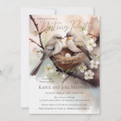 美しい鳥の巣立てパーティーニュートラル赤ちゃんシャワー 招待状 (正面)