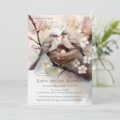 美しい鳥の巣立てパーティーニュートラル赤ちゃんシャワー 招待状 (スタンド正面)