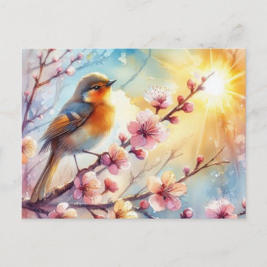 美しい鳥の春風景17 ポストカード (正面)