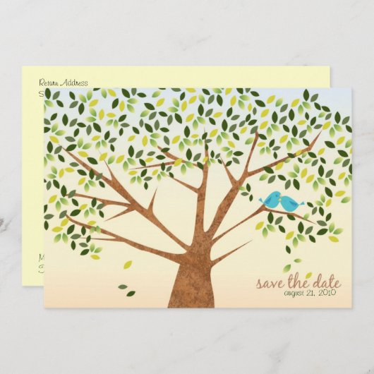美しい鳥の木のSave the Date セーブザデート (正面/裏面)