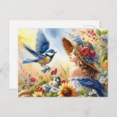 美しい鳥夏景色8 ポストカード (正面/裏面)