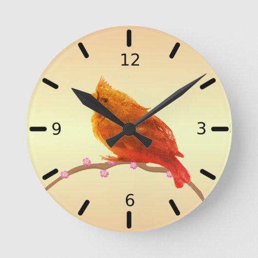 美しい鳥 ラウンド壁時計 (正面)