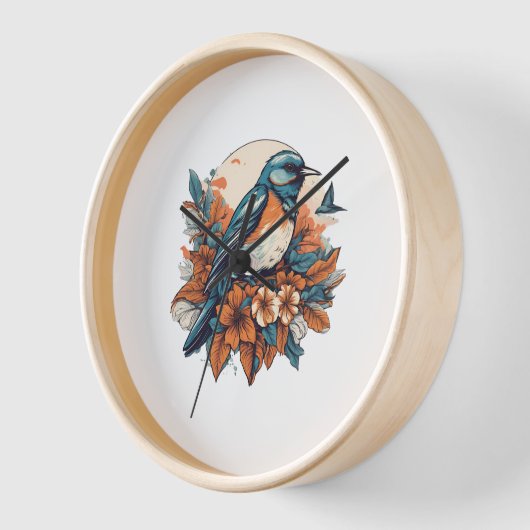 美しい鳥 壁時計 (傾斜)